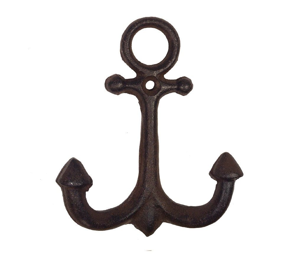Garderobenhaken Anker Doppel-Haken Maritim Gusseisen Antik-Braun