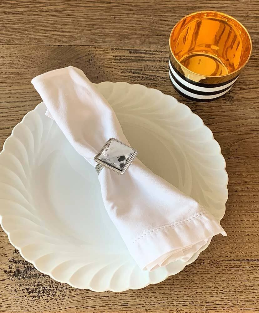 Serviettenringe 4 Stück Diamant Eckig Serviettenhalter Party Hochzeit Bankett Edel