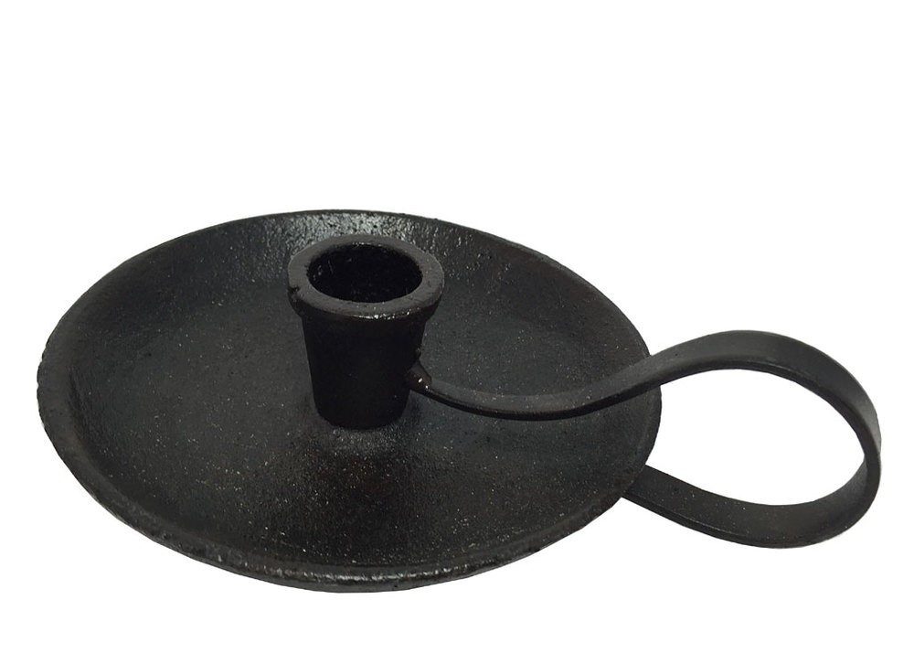 Kerzenhalter mit Henkel Gusseisen Rustikal Kerzenständer Ritter-Stil Schwarz