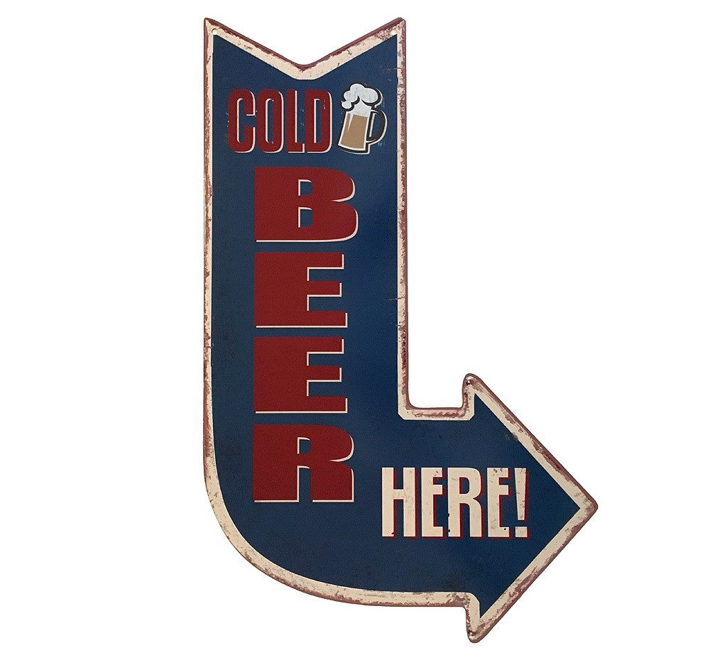 Blechschild COLD BEER HERE Wegweiser Nostalgie Vintage 40x25cm