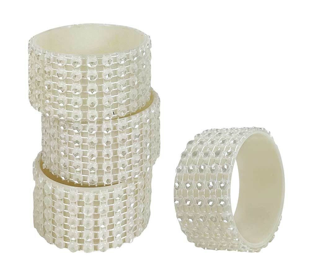 Serviettenringe Weiß Schmuck 4 Stück Serviettenhalter Diamant Tischdeko Hochzeit