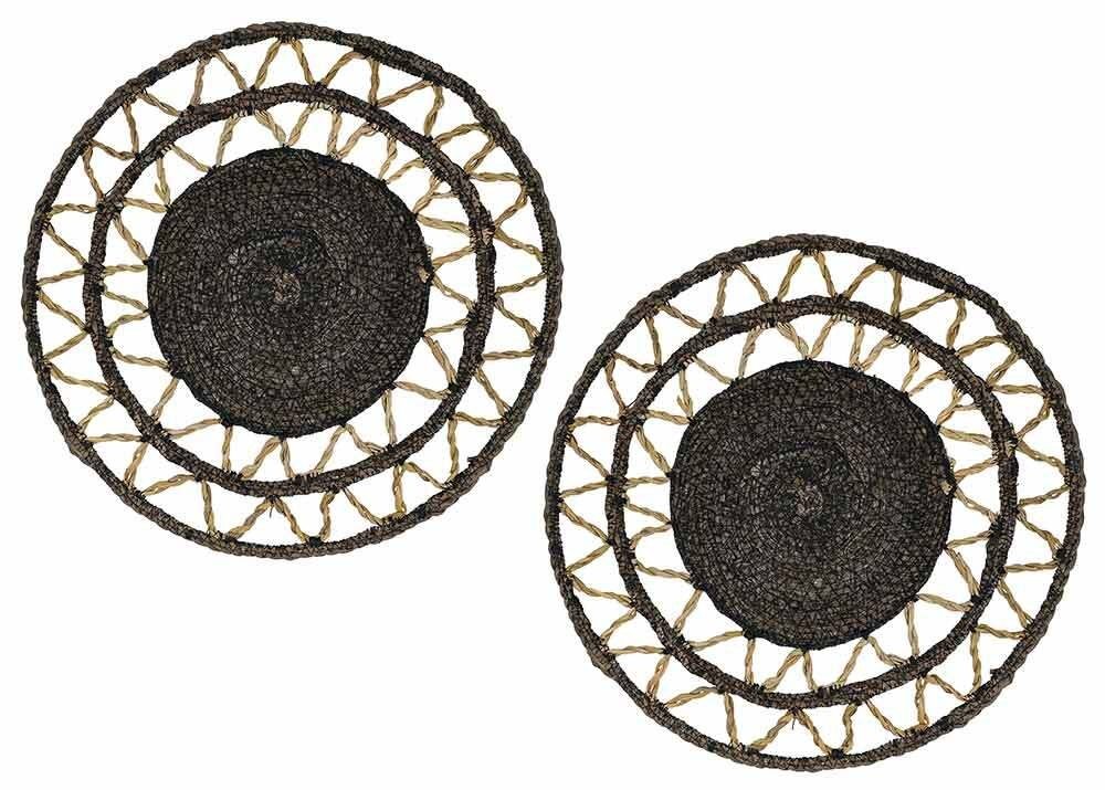 Tischset Rund Seegras geflochten Natur 2 Stück Boho Platzset Natur Braun 38 cm