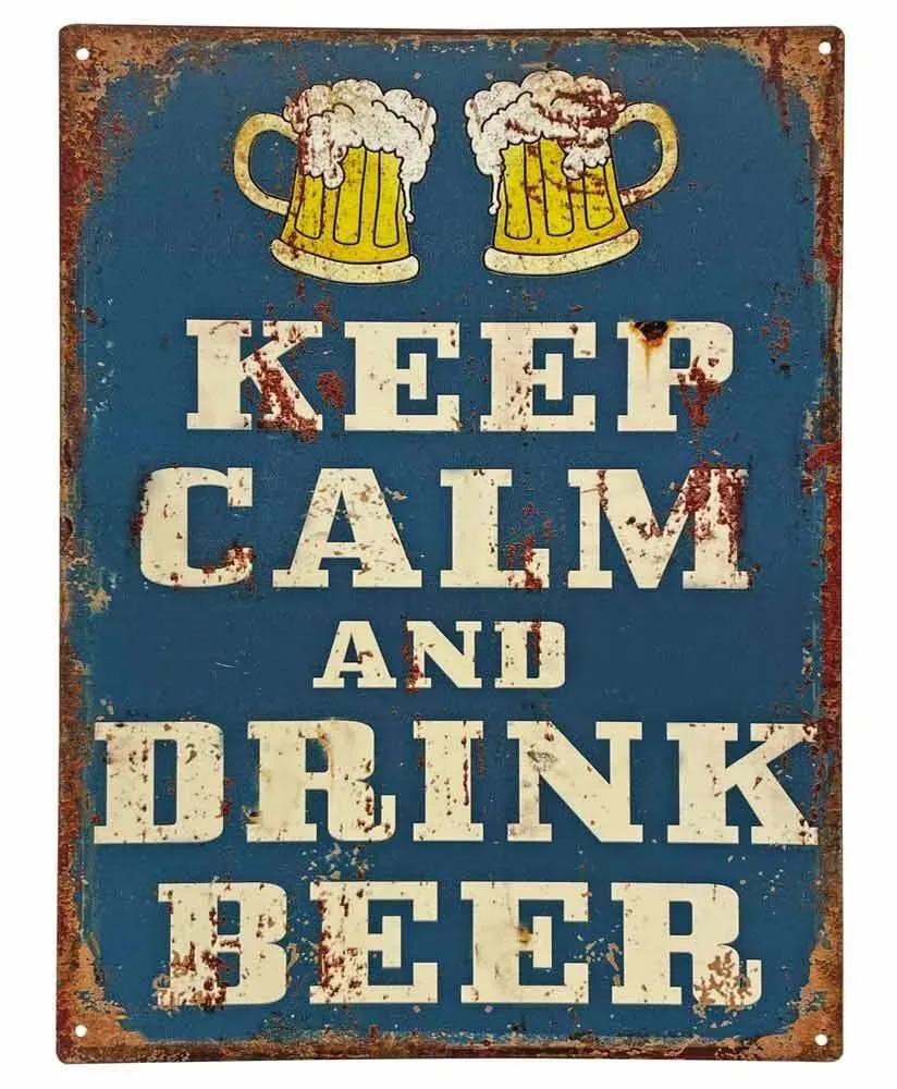 Blechschild KEEP CALM AND DRINK BEER Nostalgie Vintage 33x25cm