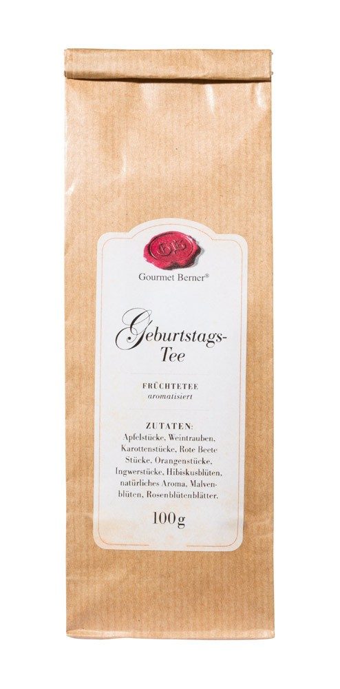 Gourmet Berner Geburtstags-Tee Früchtetee Orange Ingwer Geschmack 100 g