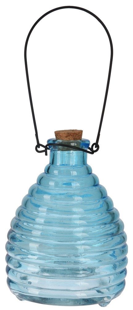 Wespenfalle Glas zum Aufhängen Insektenfänger Geriffelt 13 cm Blau