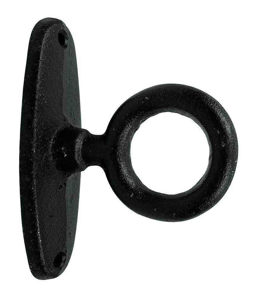 Anbindering mit Platte Gusseisen Antik-Stil Befestigungsring Schwarz 9cm