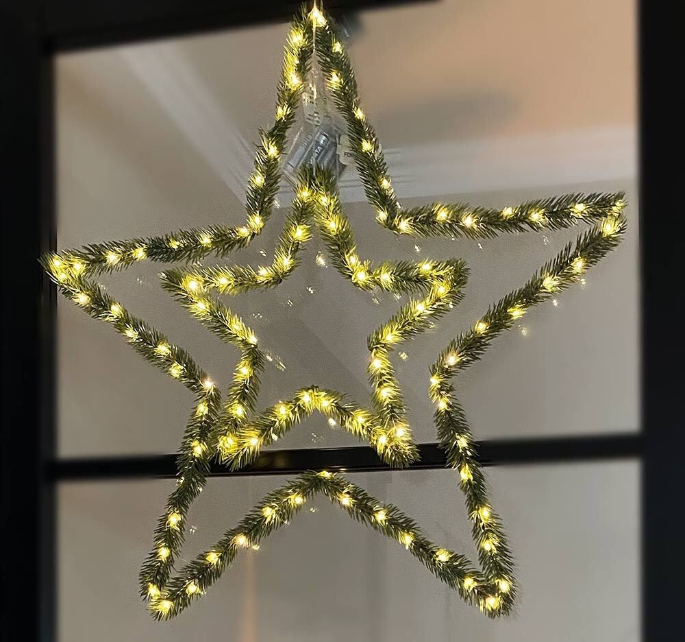 Weihnachtsstern Beleuchtet Innen 2er Set Groß + Klein LED Battterie Timer