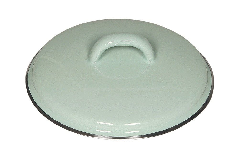 Riess Deckel Emaille Pastell Türkis mit Chromrand 14cm