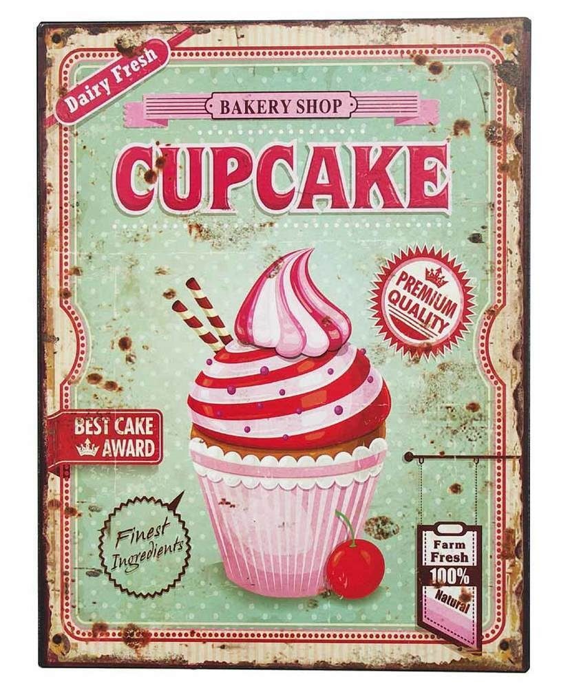 Nostalgie Blechschild CUPCAKES Bakery Shop Dekoschild Backen 33x25cm