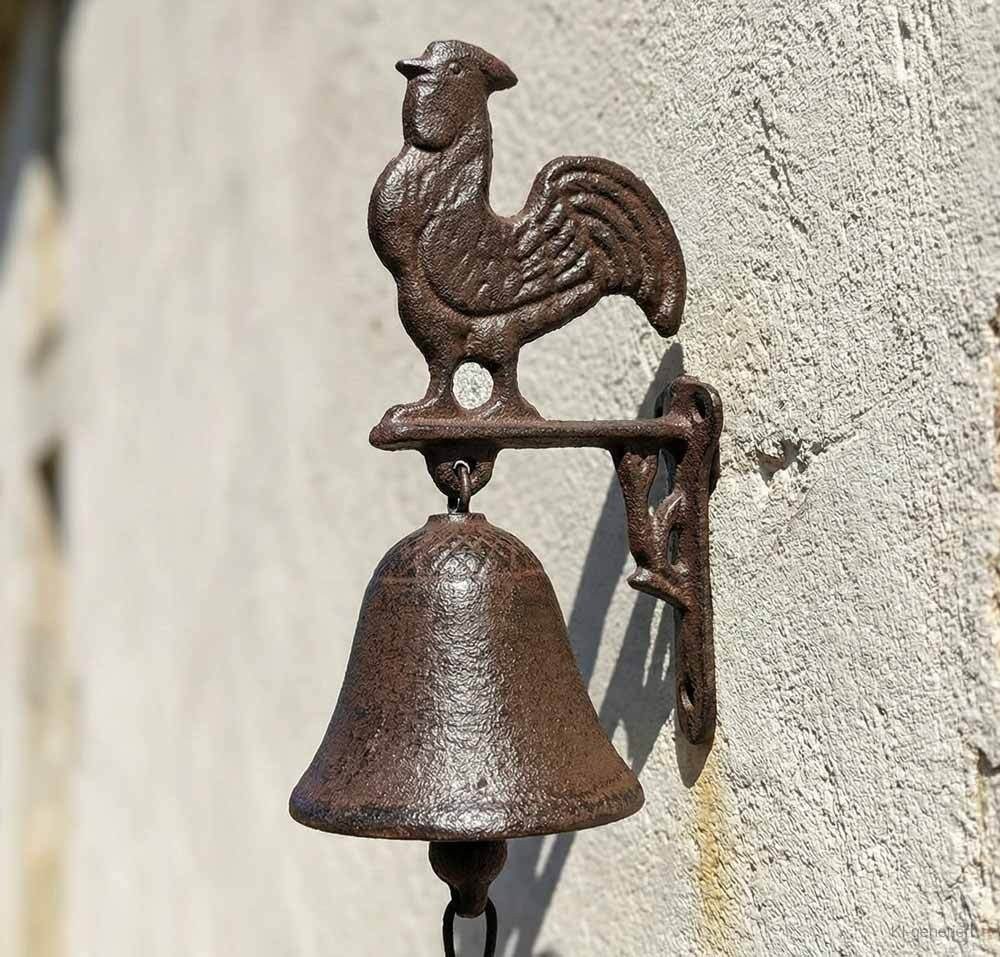Türglocke Hahn Glocke Landhausstil Gusseisen Rustikal Antik-Stil Braun