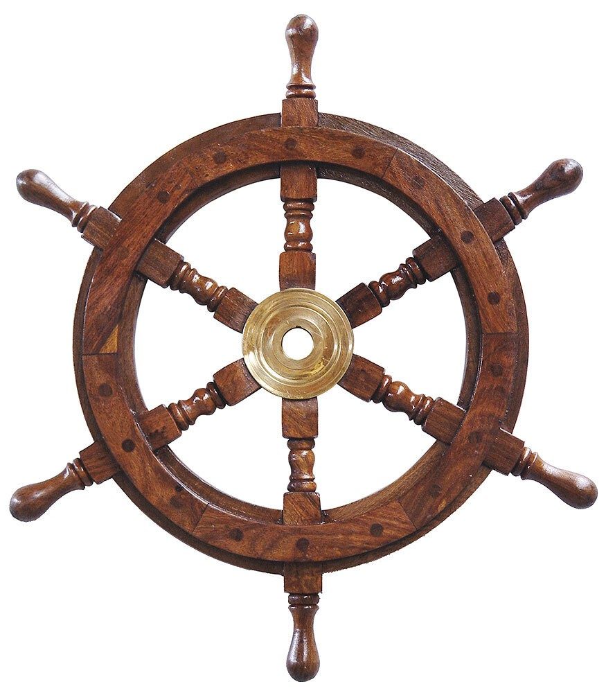 Schiffssteuerrad Ruder Steuerrad Schiff Holz Messing Maritim Nostalgie 42 cm