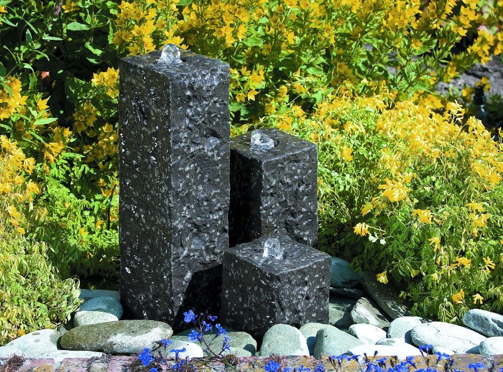 Ubbink AcquaArte Modena Granitsäulen Gartenbrunnen Set LED Springbrunnen