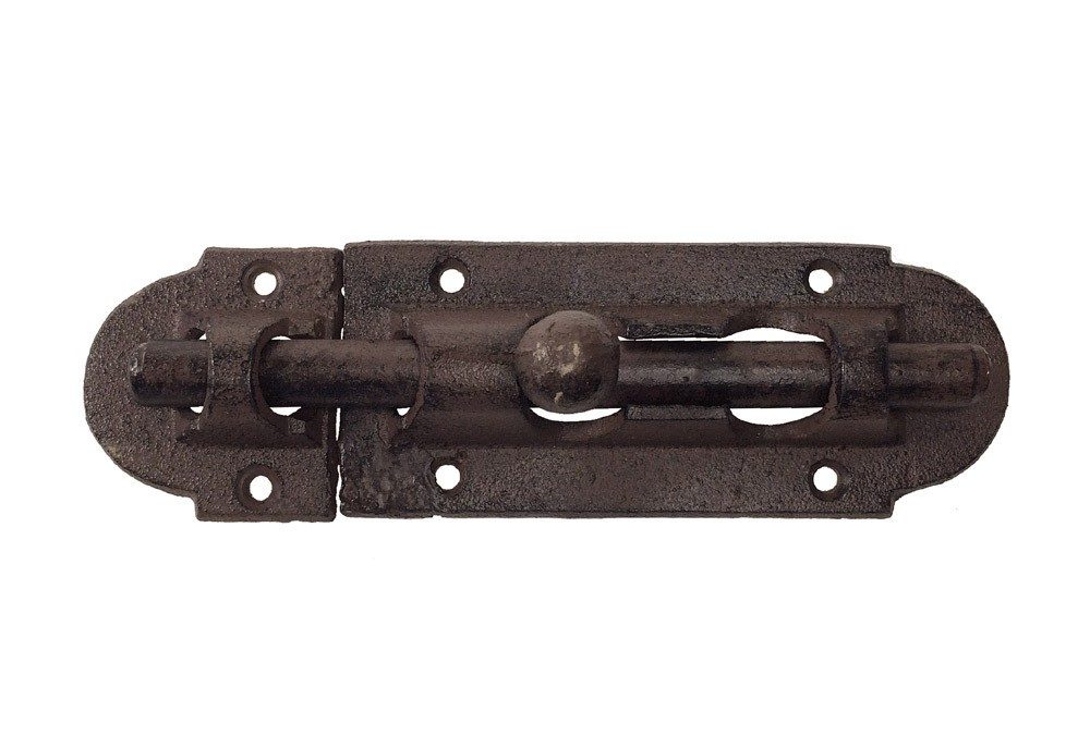 Rustikaler Türriegel Schlossriegel Schieberiegel Gusseisen Antik-Braun 19,5cm