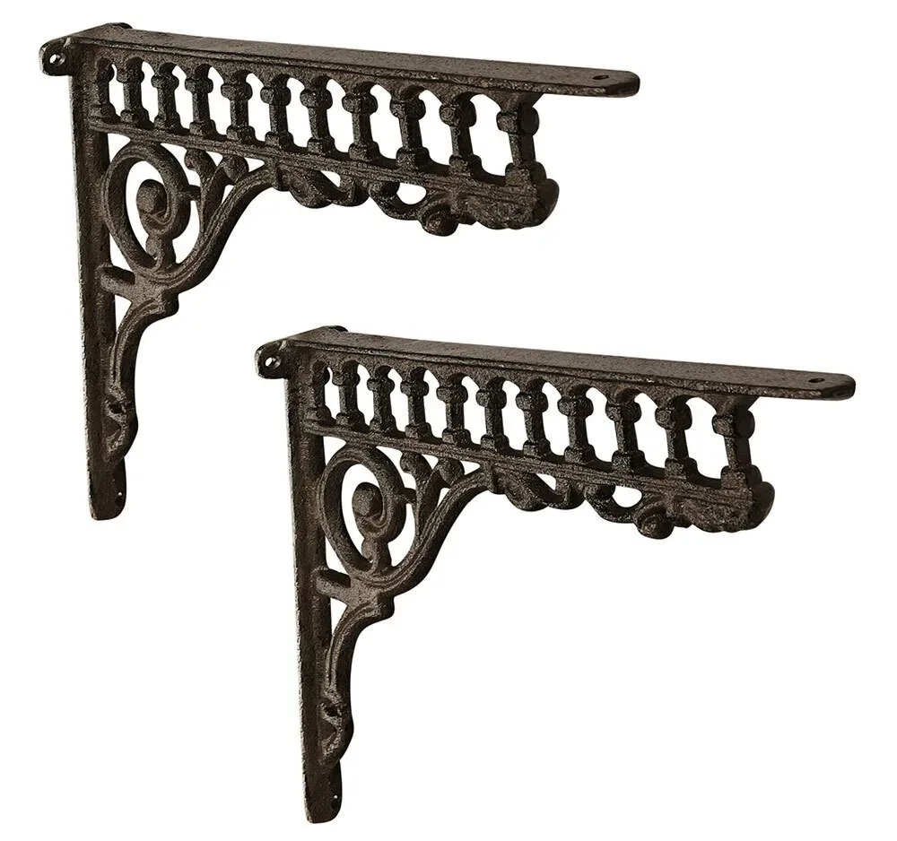 Regalträger Antik-Stil 2 Stück Regalhalterung Set Regal-Winkel Gusseisen Braun