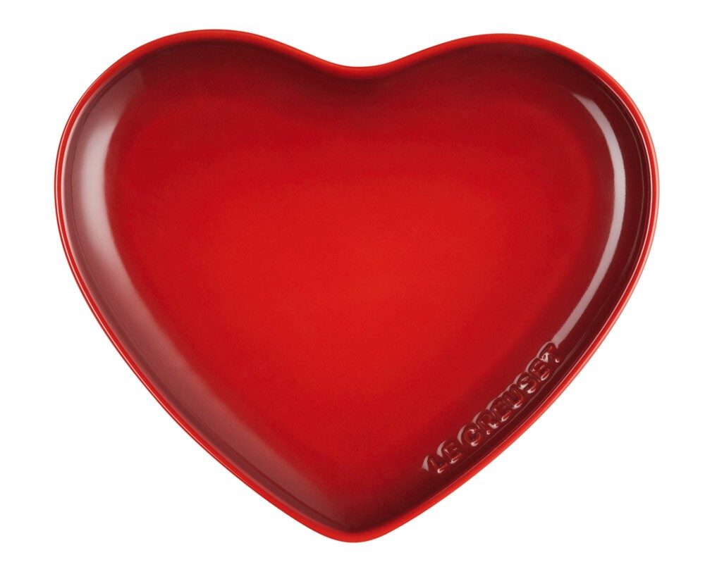 Le Creuset Teller Herzform Herzteller Steinzeug Kirschrot 23cm