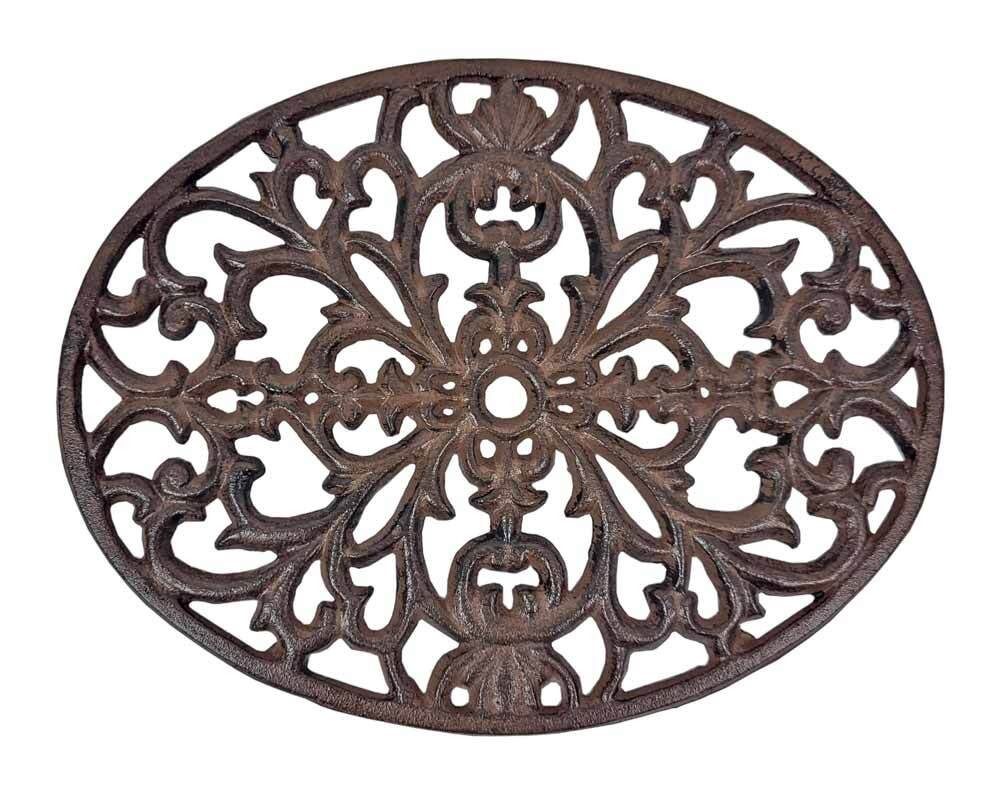 Topfuntersetzer Oval Untersetzer Vintage Gusseisen Braun Antik-Stil 24cm