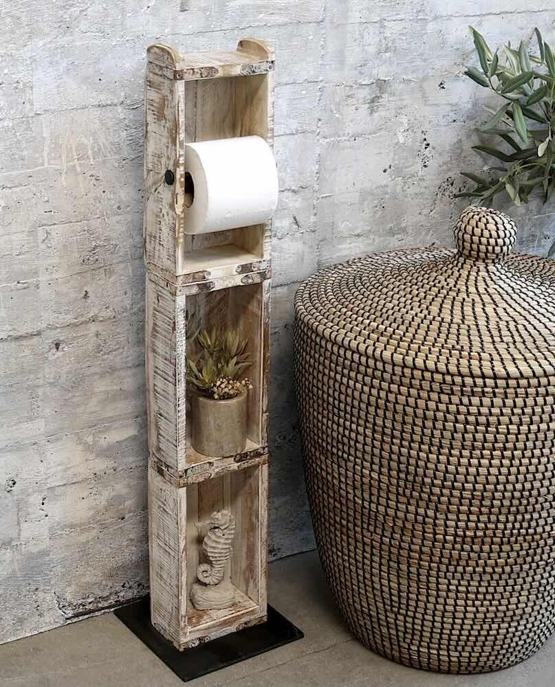 Chic Antique Stand Toilettenpapierhalter Ziegelformen Grimaud Antik-Stil Weiß