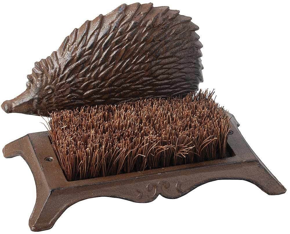 Schuhbürste Igel Bürste Fußabstreifer Gusseisen Braun Antik-Stil