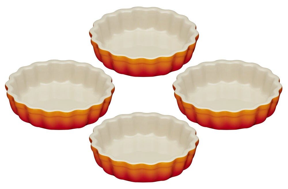 Le Creuset Tarte-Form 4er-Set Steinzeug Ofenrot 11cm