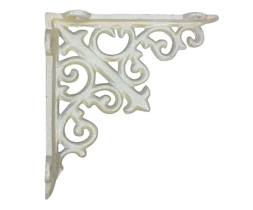 Regalträger Rustikal Regalhalter Regalwinkel Gusseisen Antik-Stil Weiß 14x14cm