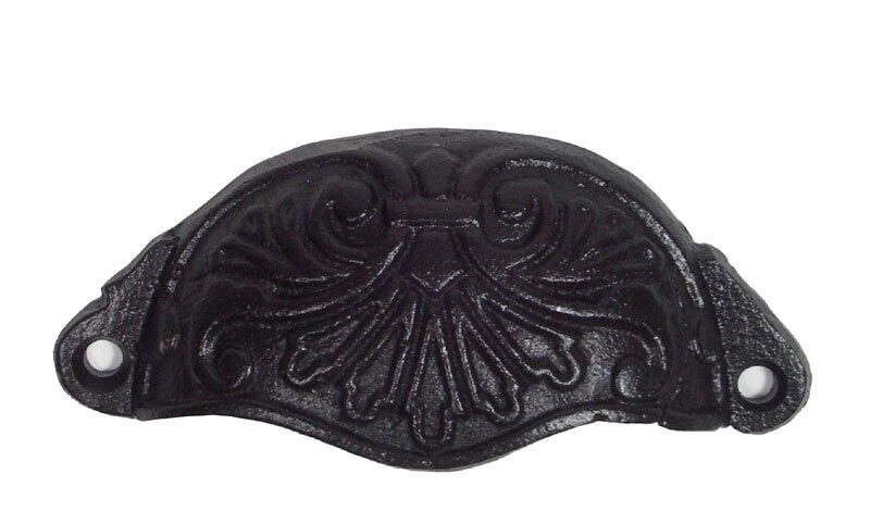 Muschelgriff Möbelgriff Gusseisen Griff für Schubladen Schwarz