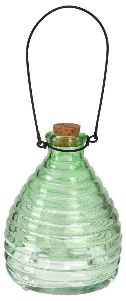 Wespenfalle Glas zum Aufhängen Insektenfänger Geriffelt 13 cm Grün