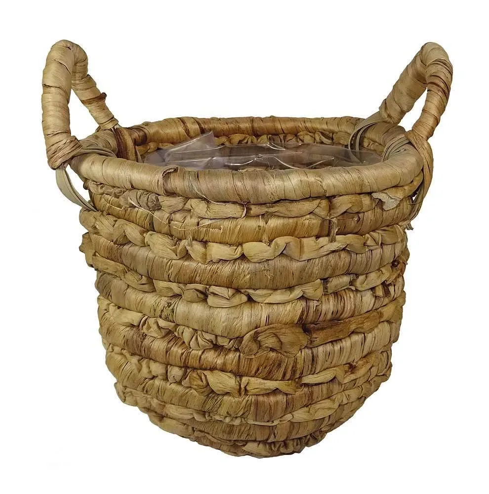 Pflanzkübel mit Henkel Wasserhyazinthe Pflanztopf Korb Rund Pflanzgefäß 24 cm