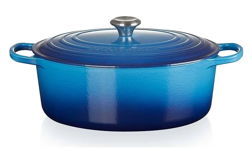 Le Creuset Bräter Signature Oval Gusseisen Azure Blau 29 cm