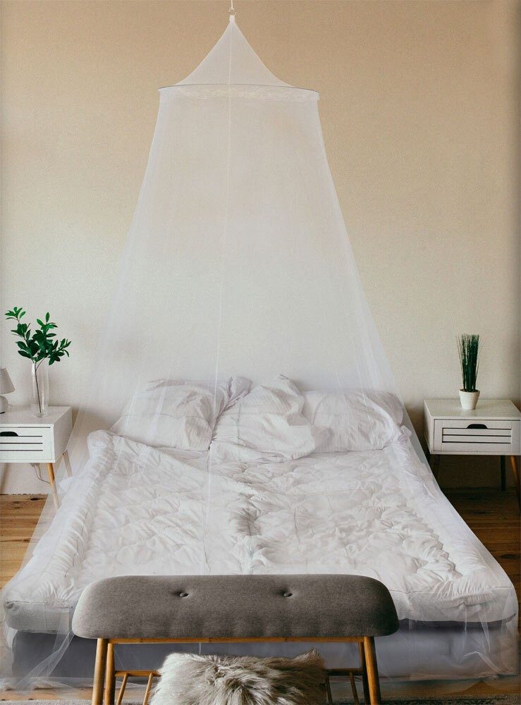 Schönes Moskitonetz Bett Weiß 230x325 cm Insektenschutz für Einzelbett