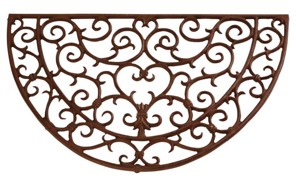 Fußabtreter Fußmatte Gusseisen Jugendstil Halbrund Antik-Braun 67x40cm