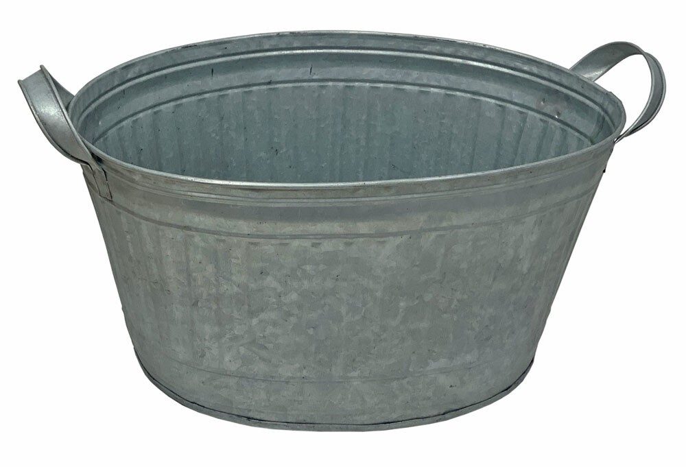 Zink Blumentopf Oval Zinkwanne mit Griffen Pflanztopf Zinktopf Antik-Stil 38 cm
