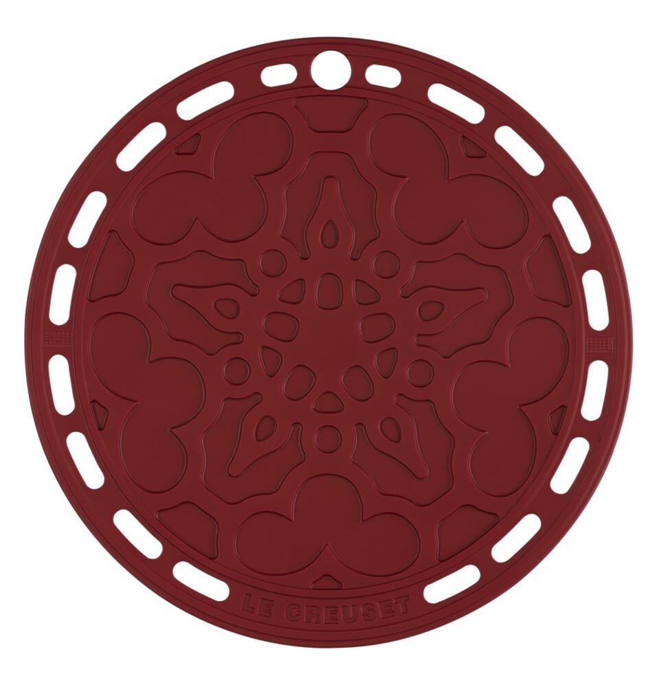 Le Creuset Silikon Untersetzer Tradition Rund Garnet (Rhone) Bordeaux-Rot 20cm