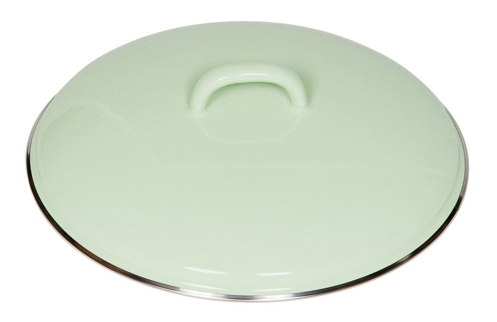 Riess Deckel Emaille Pastell Nilgrün Grün mit Chromrand 22cm