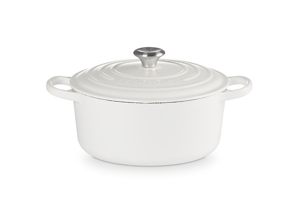 Le Creuset Bräter Signature Rund Gusseisen Weiß 22 cm