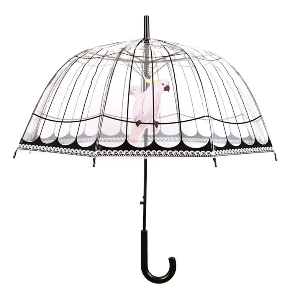 Regenschirm Kakadu Vogelkäfig Transparent Stockschirm Durchsichtig