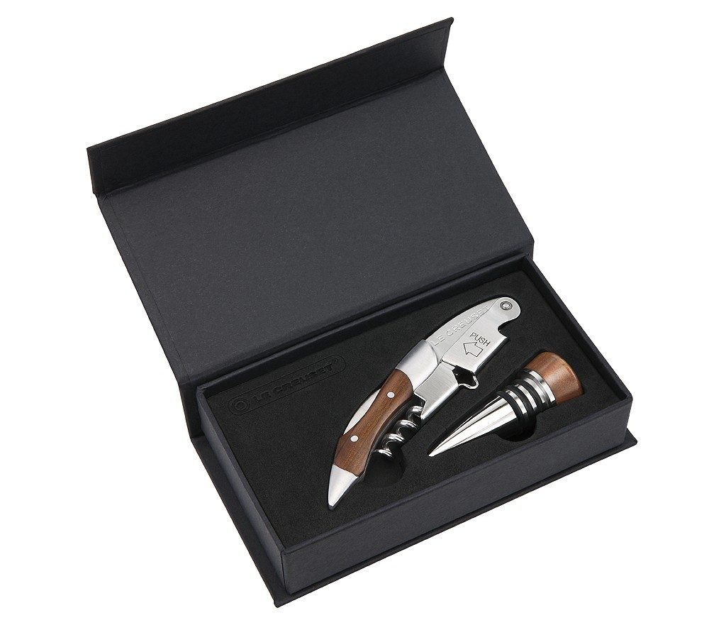 Le Creuset Wein-Öffner Set GS-190 Kellnermesser + Verschluss Holz