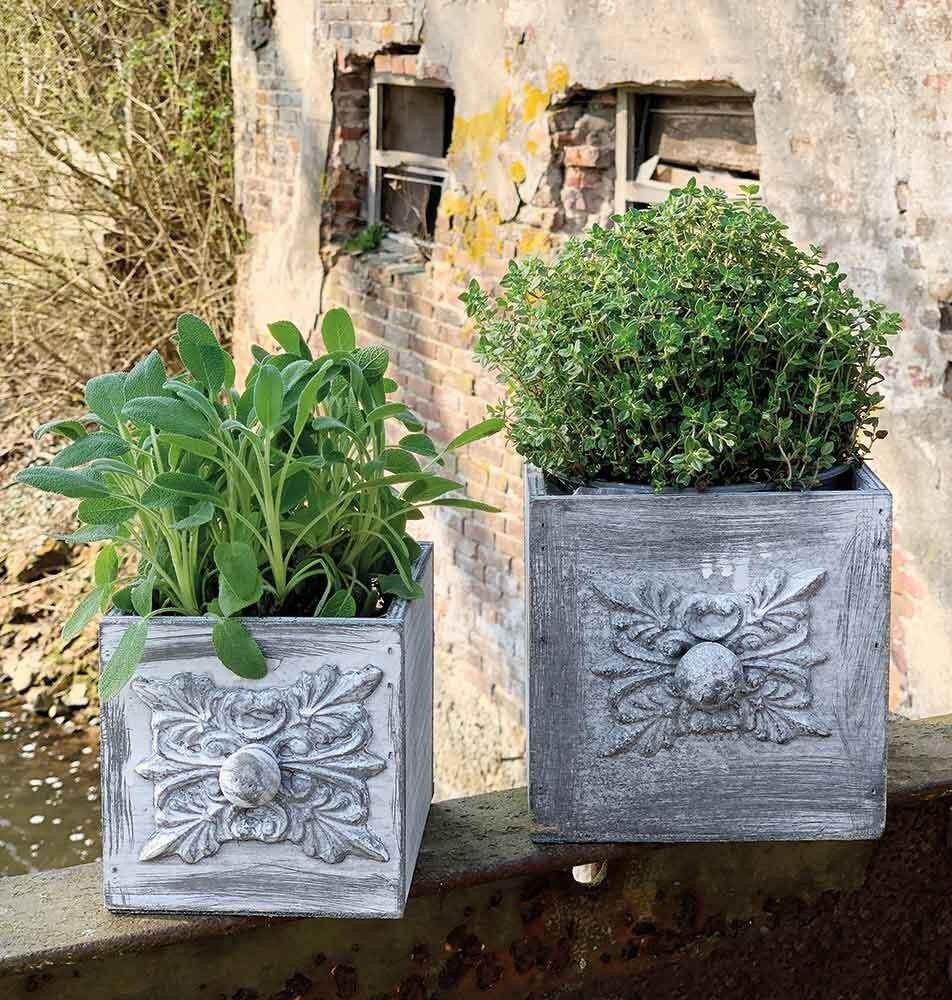 Schublade zum Bepflanzen 2 Stück Pflanzschublade Holz Blumentopf Set Grau
