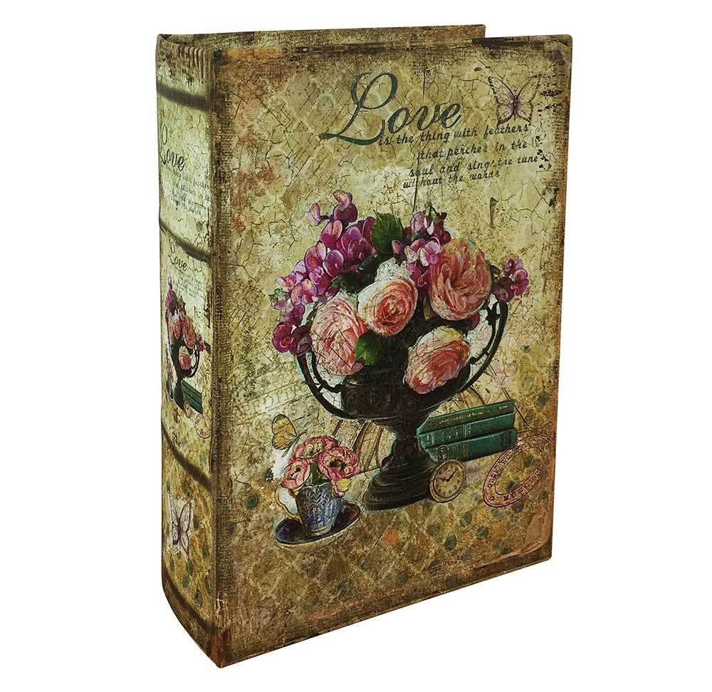 Hohles Buch mit Geheimfach Love Rosen Buchversteck Nostalgie 27 cm