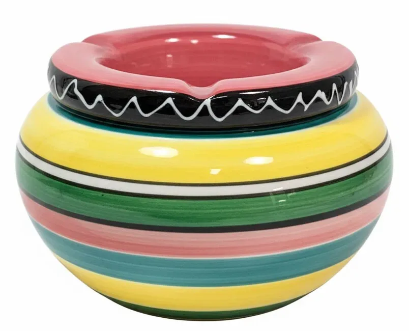 Sturmaschenbecher XL Keramik 14 cm Windaschenbecher für draußen Deckel Rot