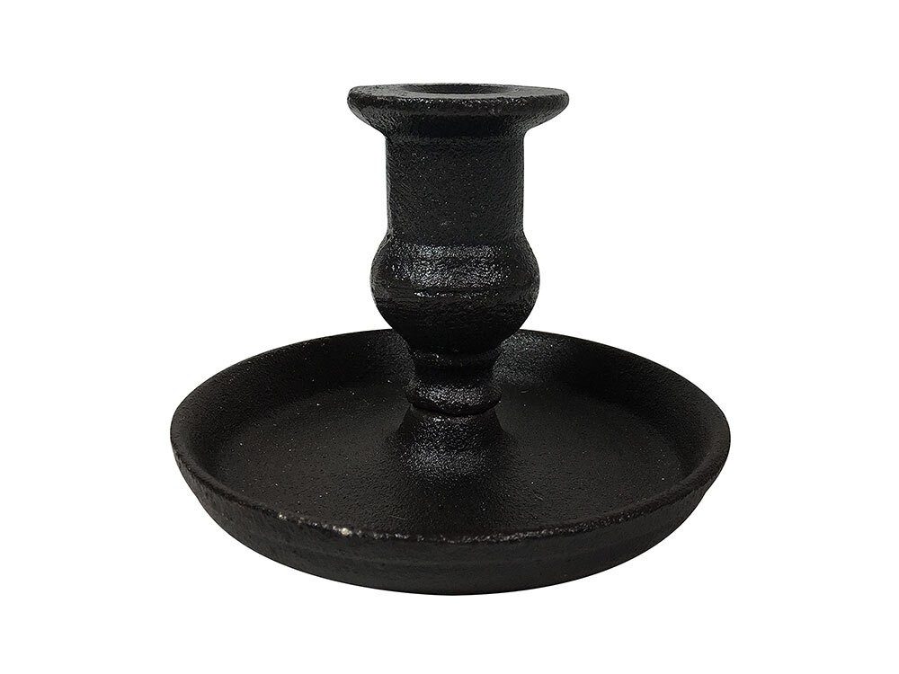 Kerzenhalter Gusseisen Schwarz Biedermeier Kerzenständer Antik-Stil 9,5cm