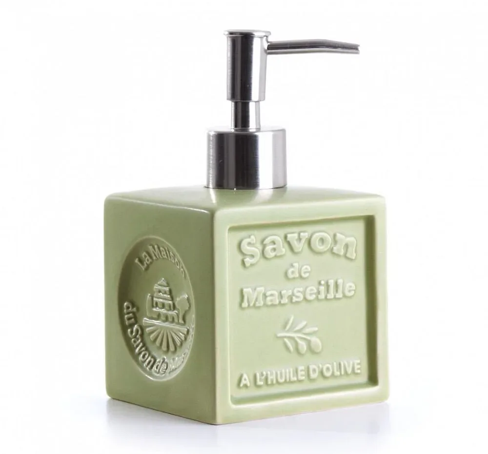 Seifenspender - Savon de Marseille - Keramik Olivgrün