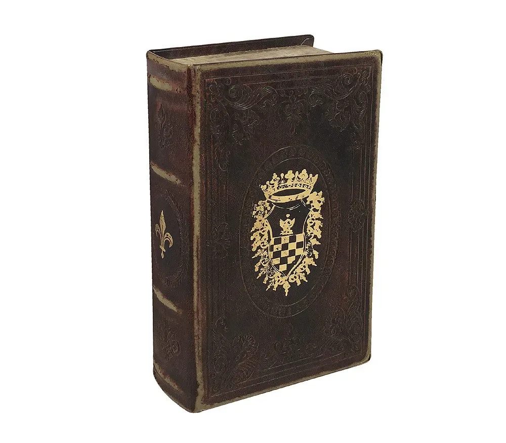 Hohles Buch mit Geheimfach Wappen Lilie Antik-Stil Buchversteck Aufbewahrungsbox