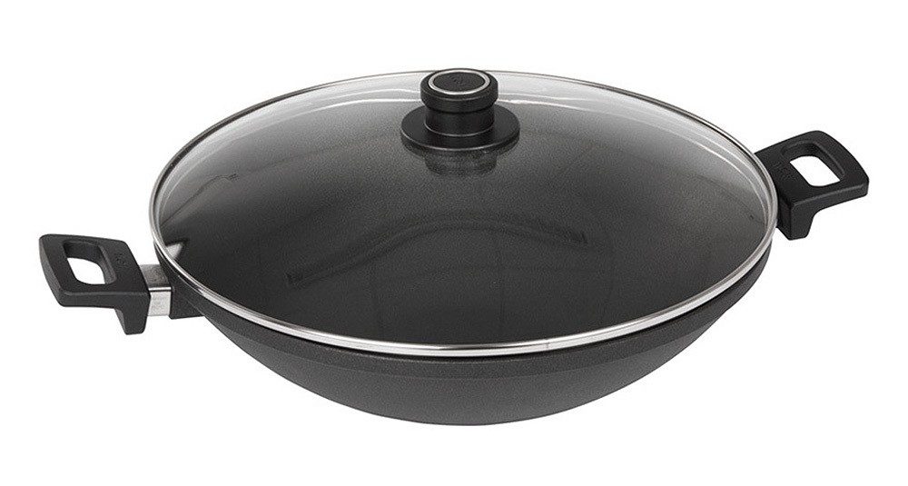 Woll Wokpfanne Nowo Wok Titanium Induktion Aluguss mit Glasdeckel 32 cm