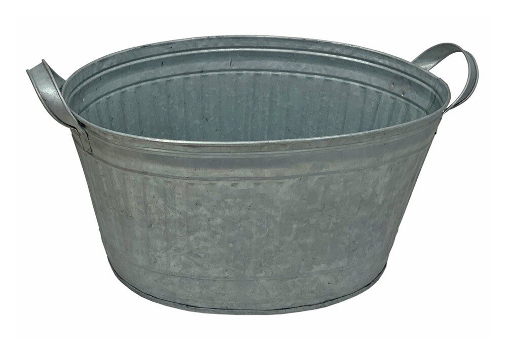 Zink Blumentopf Oval Zinkwanne mit Griffen Pflanztopf Zinktopf Antik-Stil 35 cm