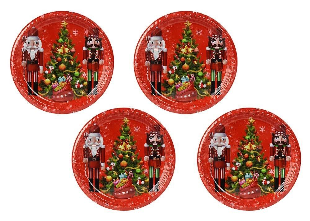 Weihnachtsteller Nikolaus Advent 4 Stück Plätzchenteller Weihnachten Rot Nussknacker