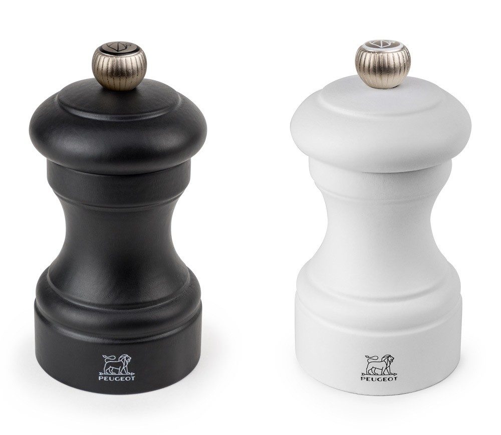 Peugeot Bistro Duo Pfeffermühle & Salzmühle Holz Schwarz Weiß Matt 10cm