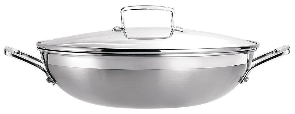 Le Creuset Wok Antihaft mit Deckel 3-Ply Edelstahl