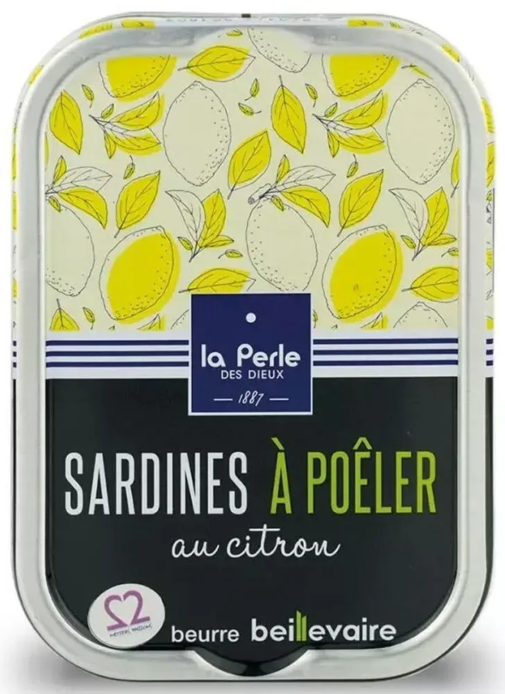 La Perle des Dieux Sardinen zum Braten mit Zitrone in Fassbutter - Dose 115 g