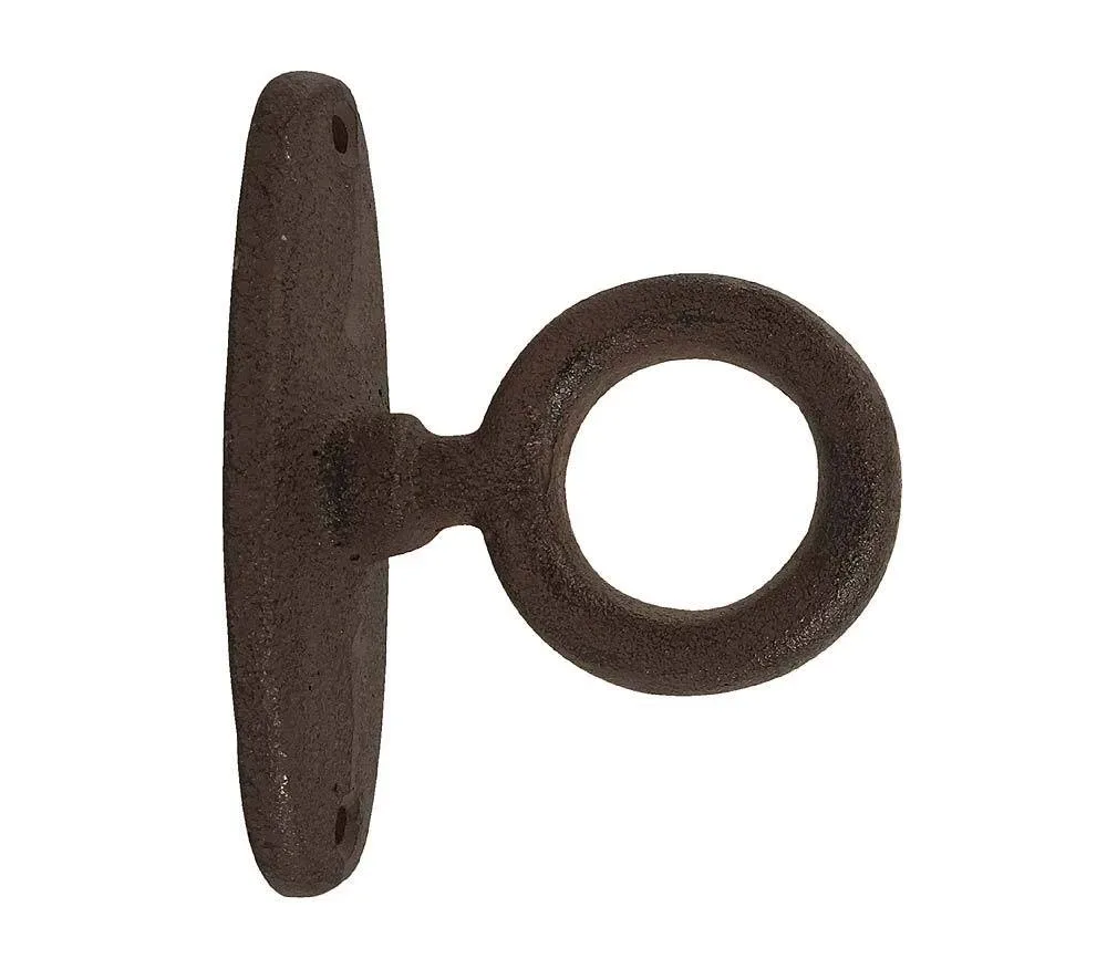 Anbindering mit Platte Gusseisen Antik-Stil Befestigungsring Braun 6cm