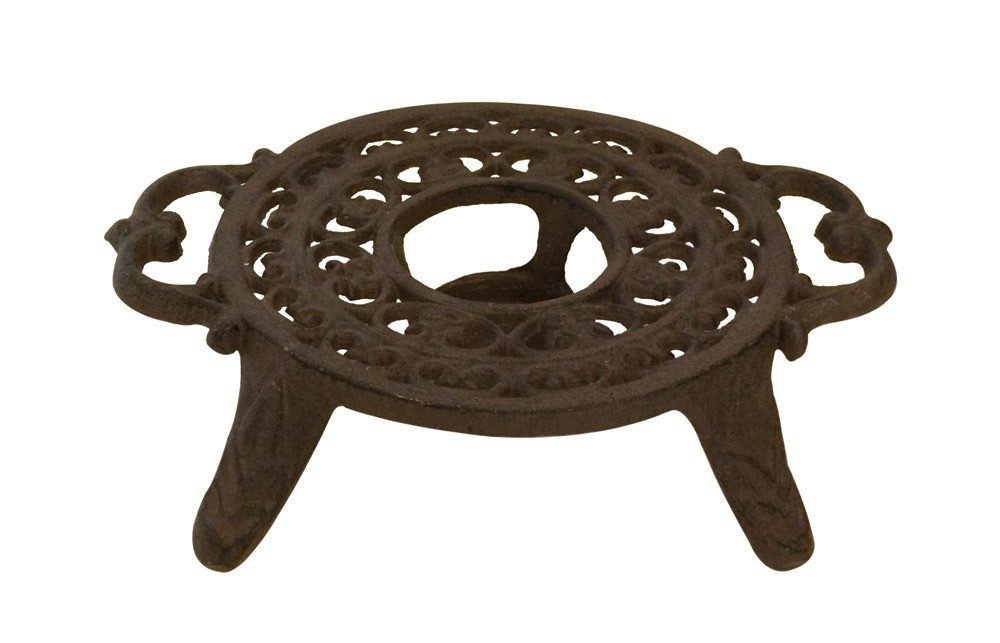 Rustikales Stövchen Rechaud Antik-Stil Gusseisen Braun Rund Ø17cm
